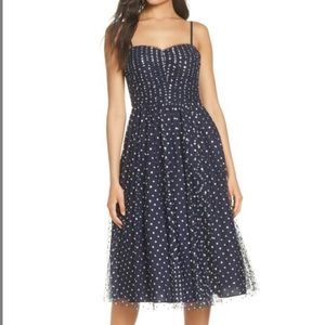 ELIZA J Navy Spaghetti Strap Sweetheart Neckline Party A-Line Tulle Dress Size 2